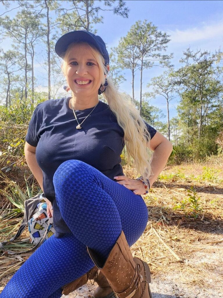 Queen Daisy Chain sitting on a trail at Crooked River State Park in St Marys 