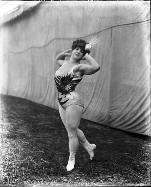 Strongwoman Katie Sandwina Posing at the circus in1912.  Photo by Frederick Whitman Glasier.